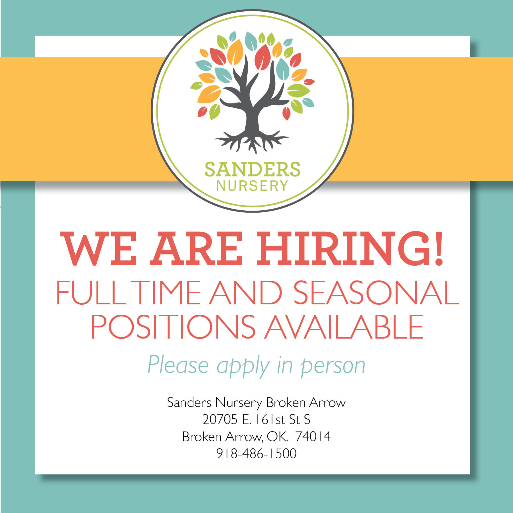 Jobs! Sanders Nursery
